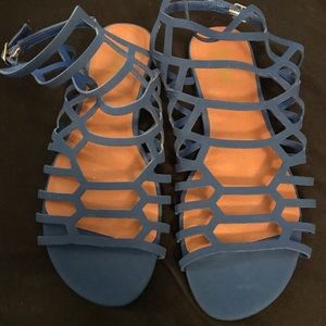 Blue strapped sandals